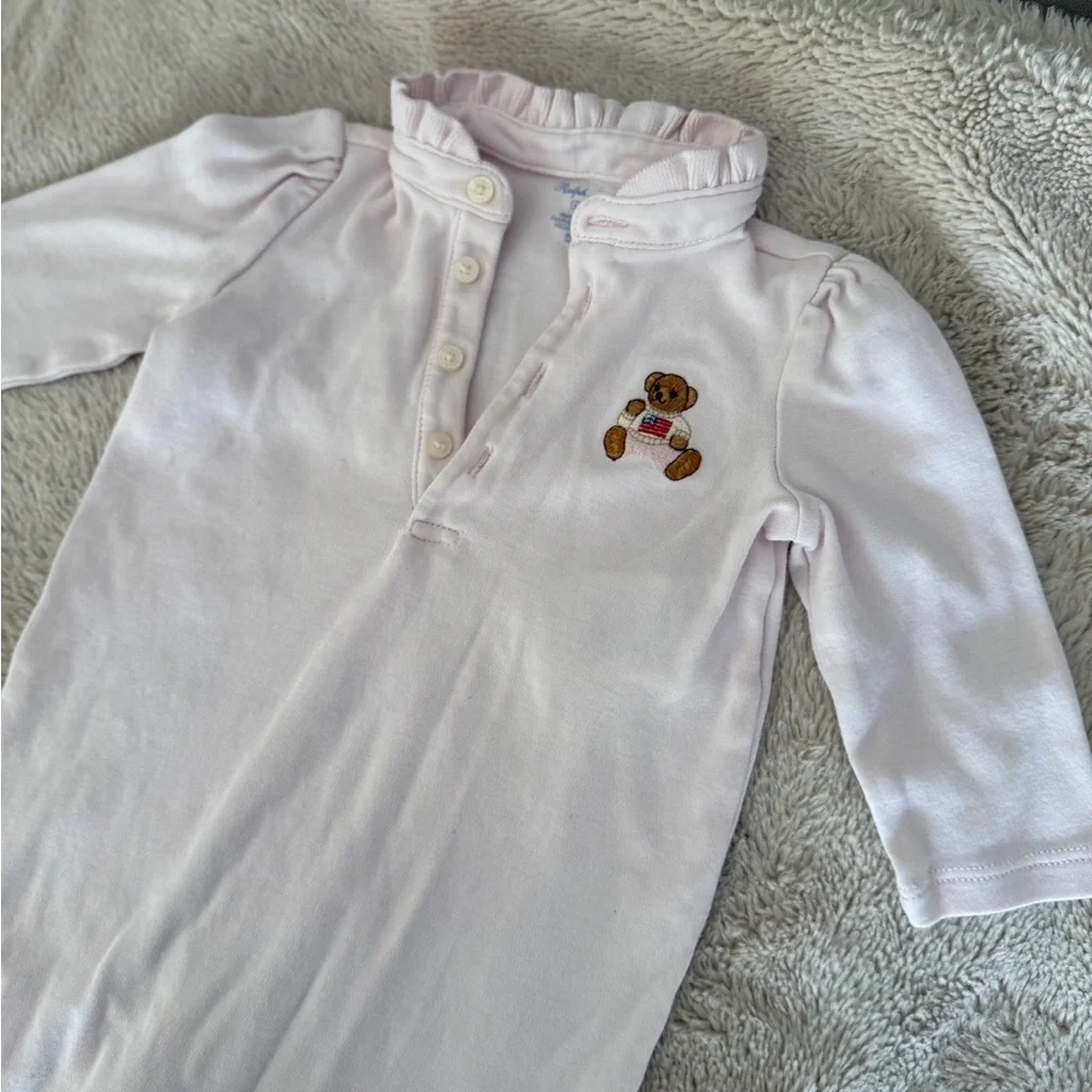 Ralph Lauren Pink Footie One Piece with Cozy Design